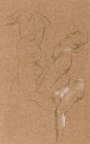 George Frederick Watts - Nude Studies Of Long Mary, Two Being Studies For Eve Tempted