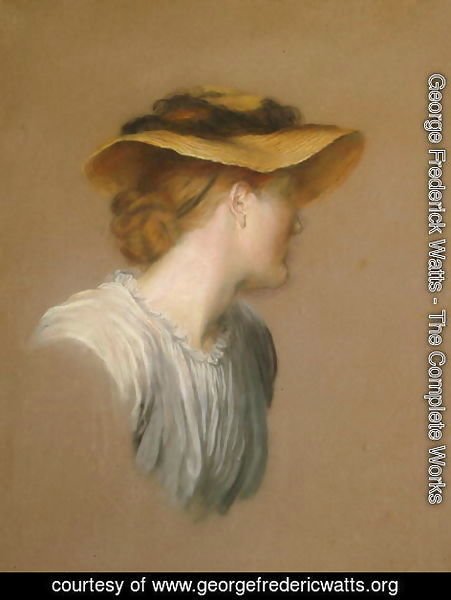 Mrs G. F. Watts in a straw hat, 1887