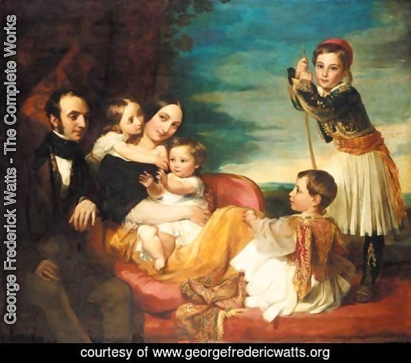 Alexander Constantine Ionides And His Wife Euterpe, With Their Children Constantine Alexander, Aglaia, Luke And Alecco