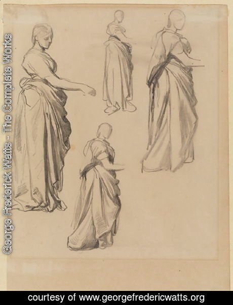 George Frederick Watts - Four Studies Of A Draped Female Figure